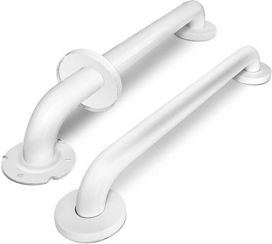 18 Inch Handicap Grab Bars, 2 Pack Stainless Steel Grab Bar for Bathtubs and Showers, Wall Mount Safety Shower Grab Bars for Seniors Injury Elderly, White